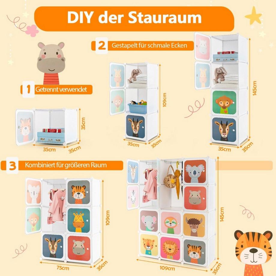 Northix Armoire pour enfants avec 12 cubes  
