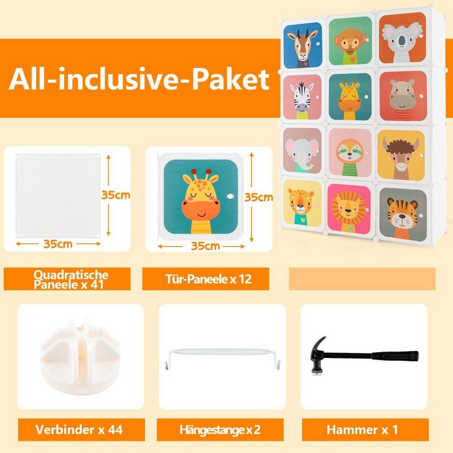 Northix Armoire pour enfants avec 12 cubes  