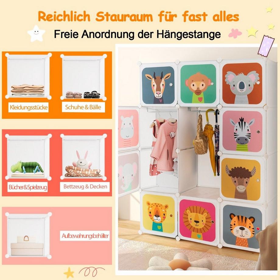 Northix Armoire pour enfants avec 12 cubes  