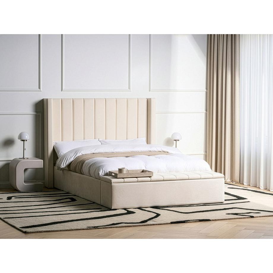 Beliani Letto con panca contenitore en Velluto Minimalista NOYERS  