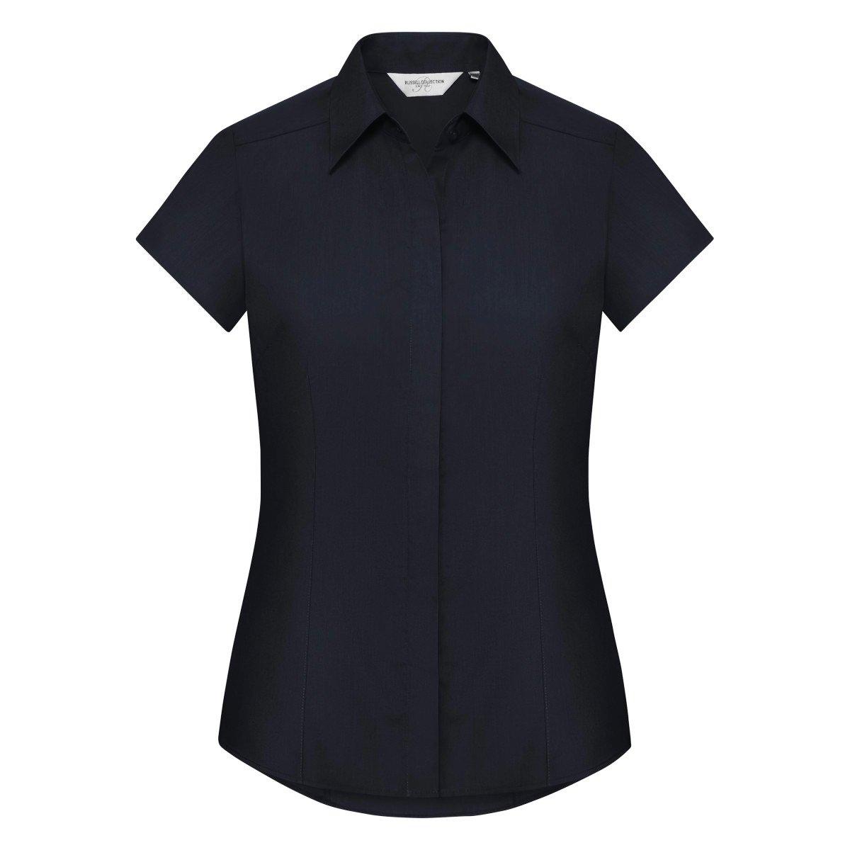 Russell  Collection Easy Care Fitted Poplin Bluse, kurzarm 