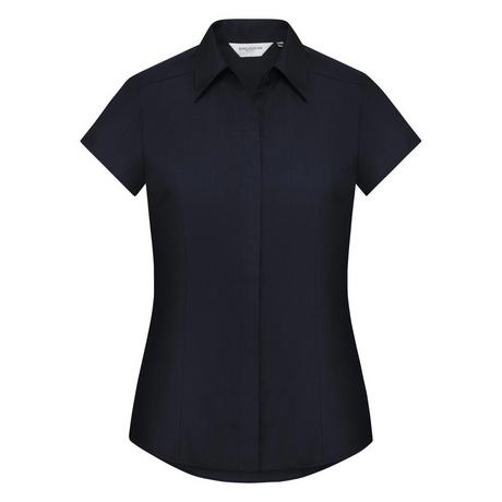 Russell  Collection Easy Care Fitted Poplin Bluse, kurzarm 