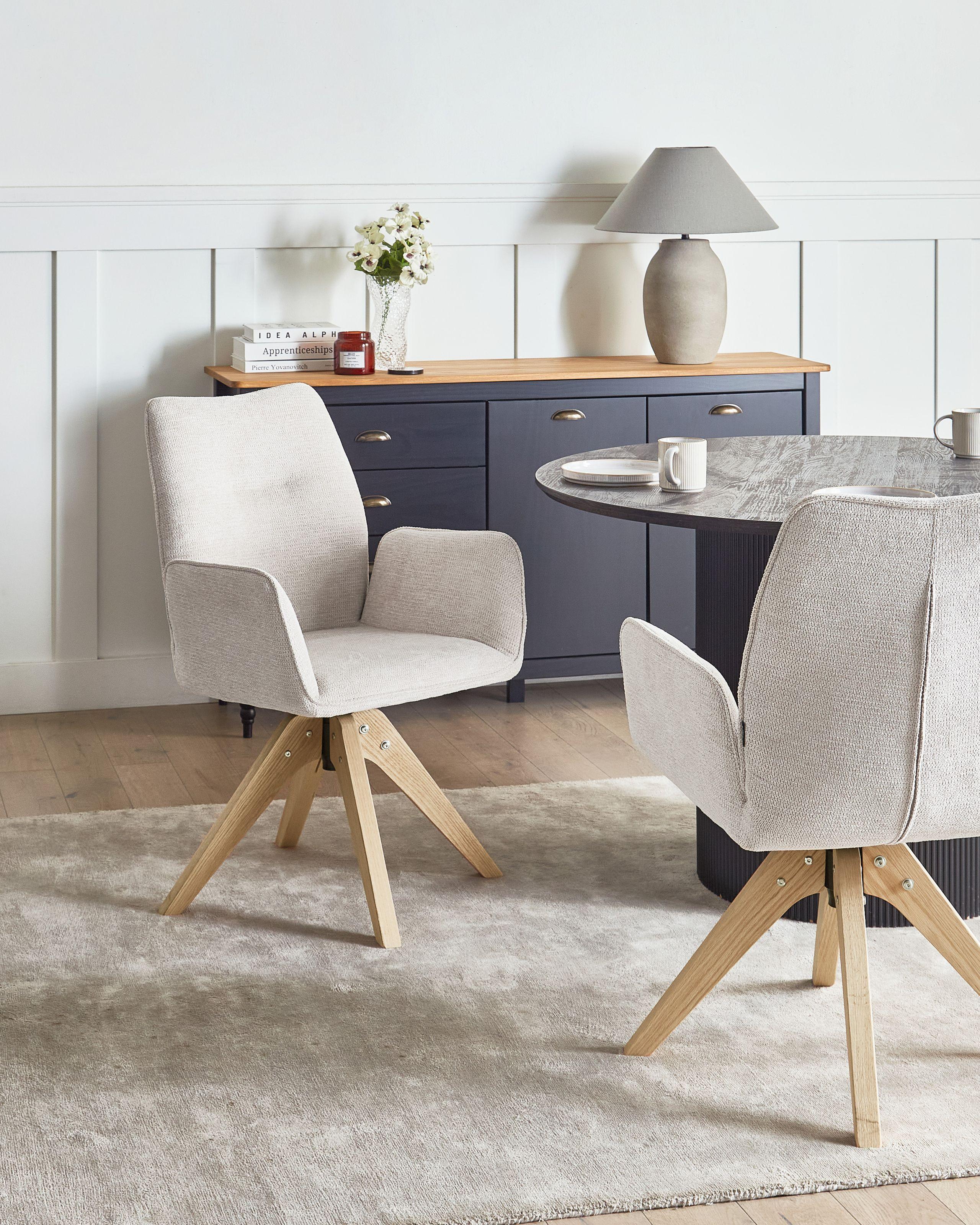 Beliani Chaise de salle à manger en Lin synthétique Scandinave MOKENA  