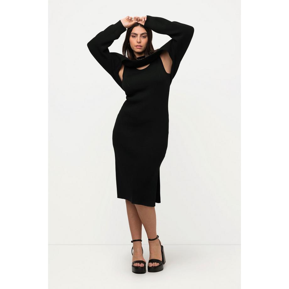 Ulla Popken Strick Midikleid Slim Rundhals Ärmellos Feinstrick  