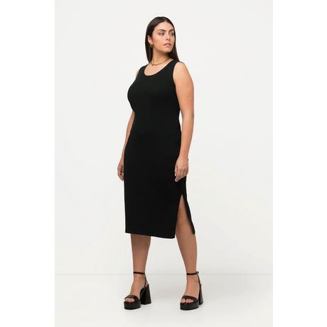 Ulla Popken Robe Midi en Tricot Slim Col Rond Sans Manches Maille Fine  