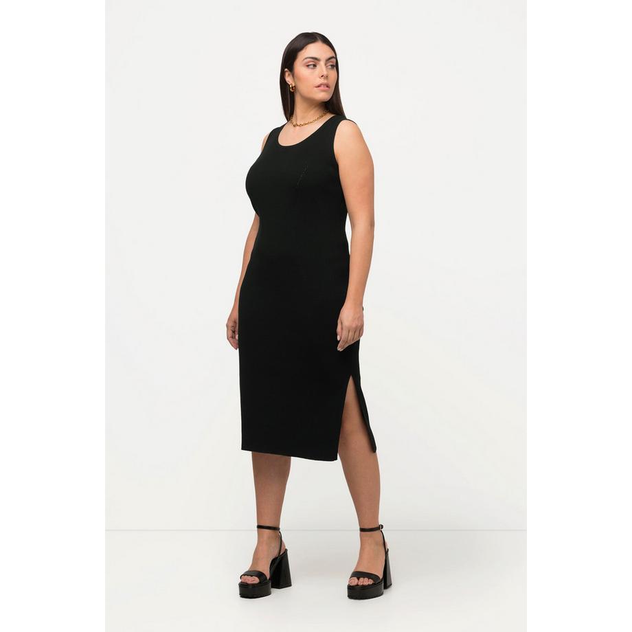 Ulla Popken Strick Midikleid Slim Rundhals Ärmellos Feinstrick  