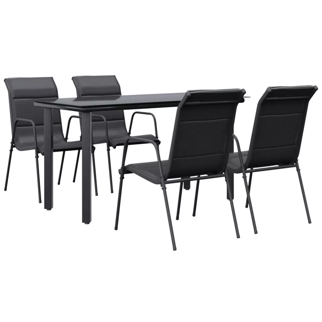 VidaXL - Garten-essgruppe stahl, One Size, Schwarz