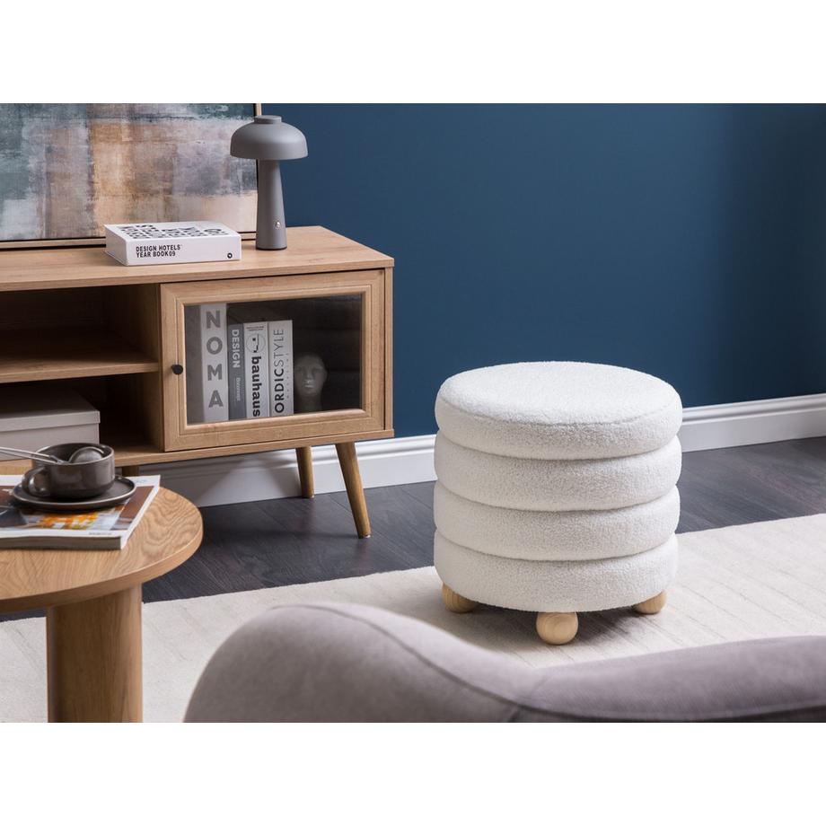Beliani Pouf aus Bouclé Minimalistisch CHILLY  