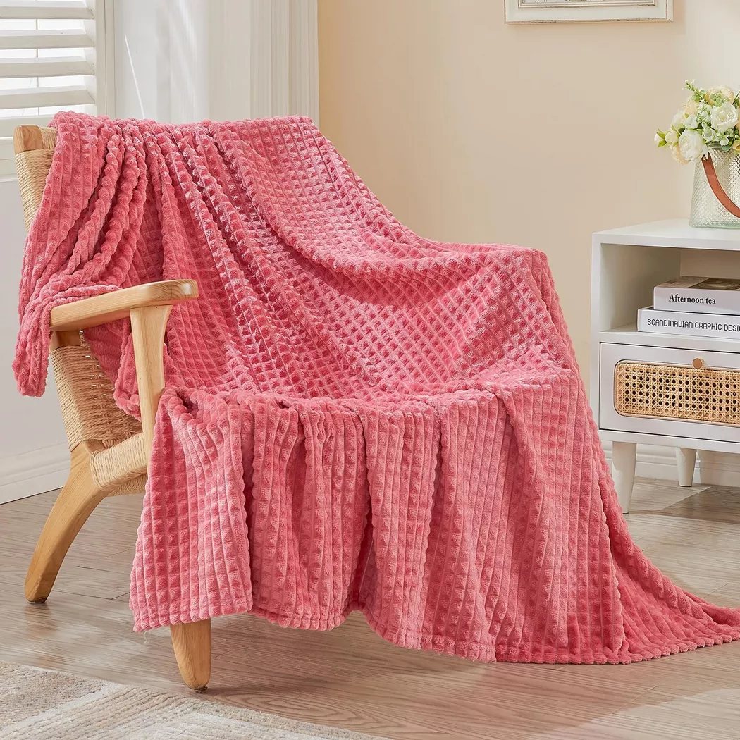 Alopini - Kuscheldecke flauschige Decke, Erlebnis-Fleecedecke, weiche und warme Wolldecke Wurfdecke, Decken für Sofa, Tagesdecke und Couch, Flauschige Fleece-Wohndecke, Onesize, Rot
