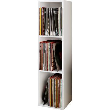 Holz Schallplatten Regal | Stand Regal mit 3 Fächer für 100 Schallplatten | Maße: H. 107 x B. 34 x T. 30 cm - Platto