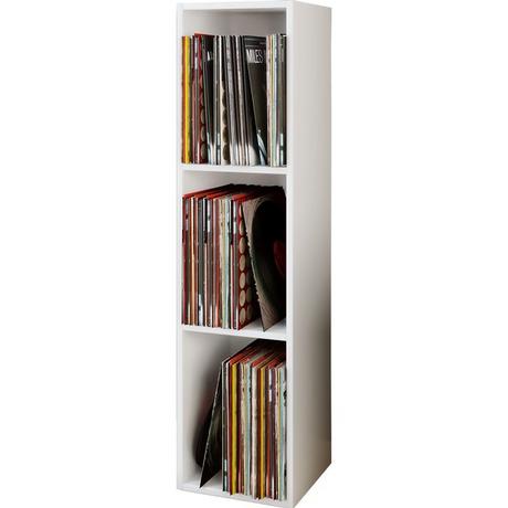 VCM Holz Schallplatten Regal | Stand Regal mit 3 Fächer für 100 Schallplatten | Maße: H. 107 x B. 34 x T. 30 cm - Platto  