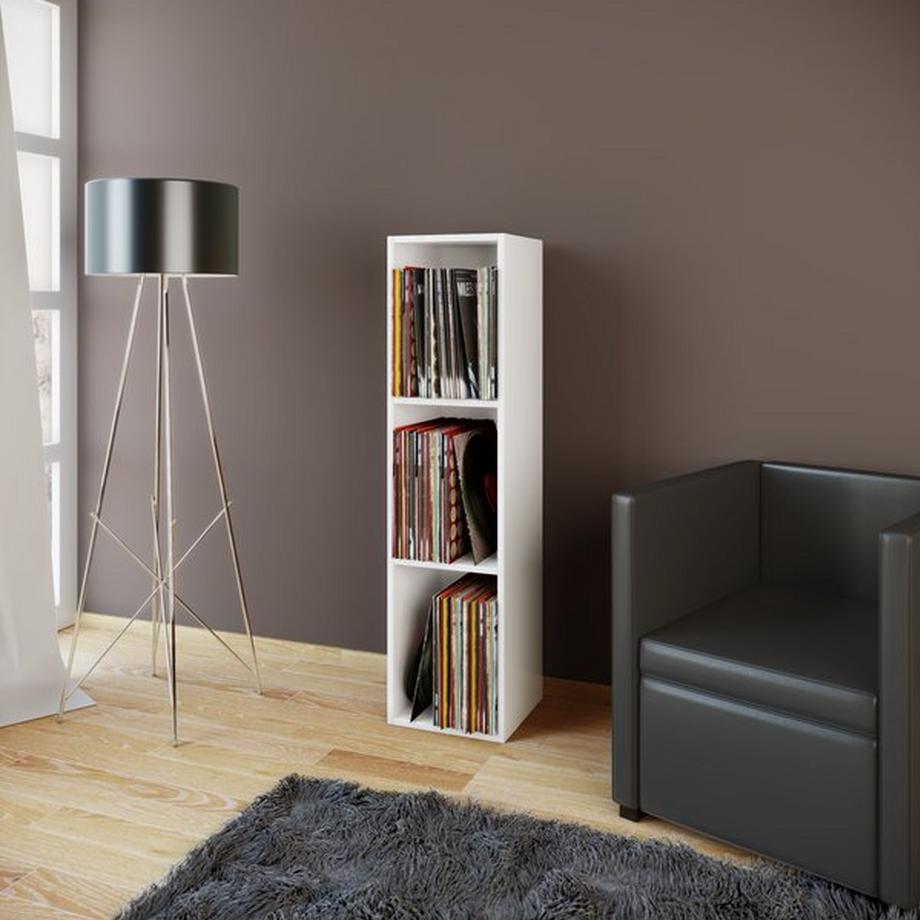 VCM Bois Disques vinyles LP Stand Étagère d'archivage Support de rangement Platto 3 compartiments  