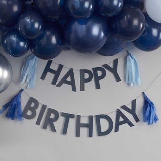 Ginger Ray  Guirlande Happy Birthday Bleue avec Tassels 