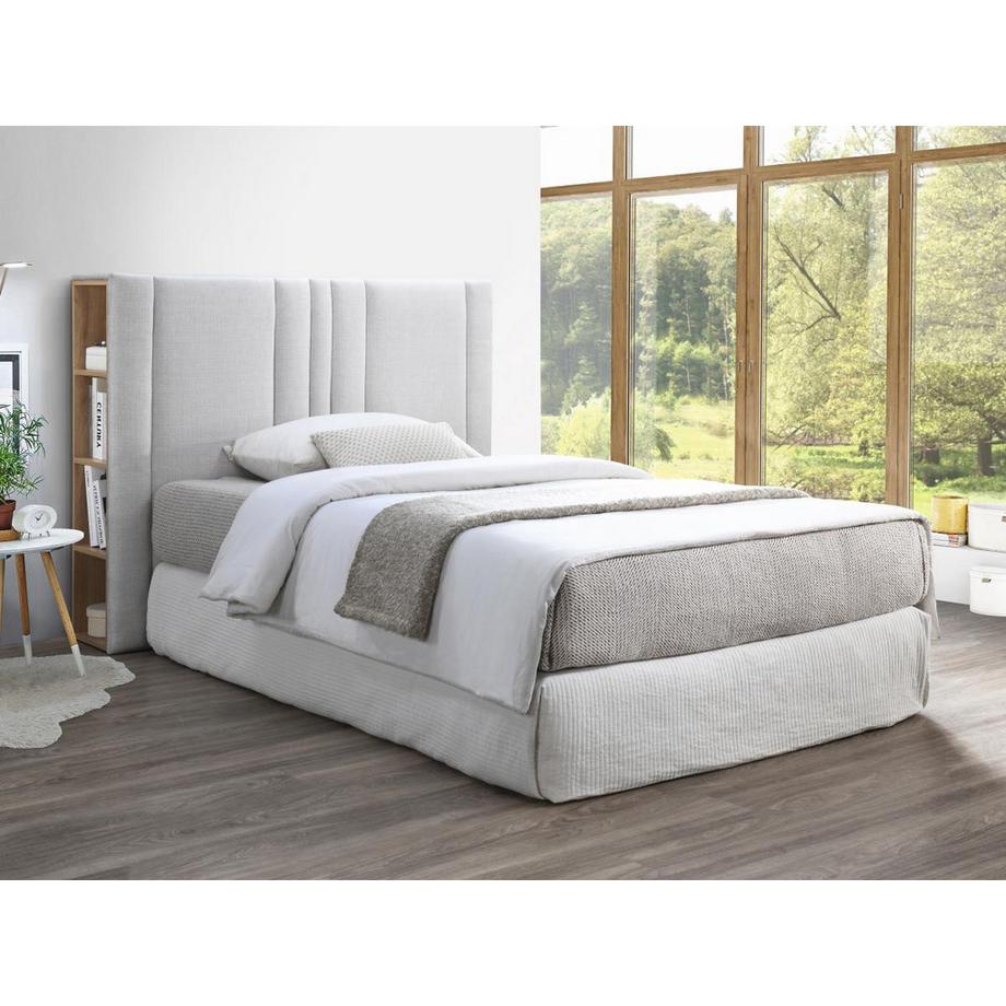 Vente-unique Bett-Kopfteil mit Stauraum 140 cm - Stoff - Hellgrau & Holzfarben - SIVERI  