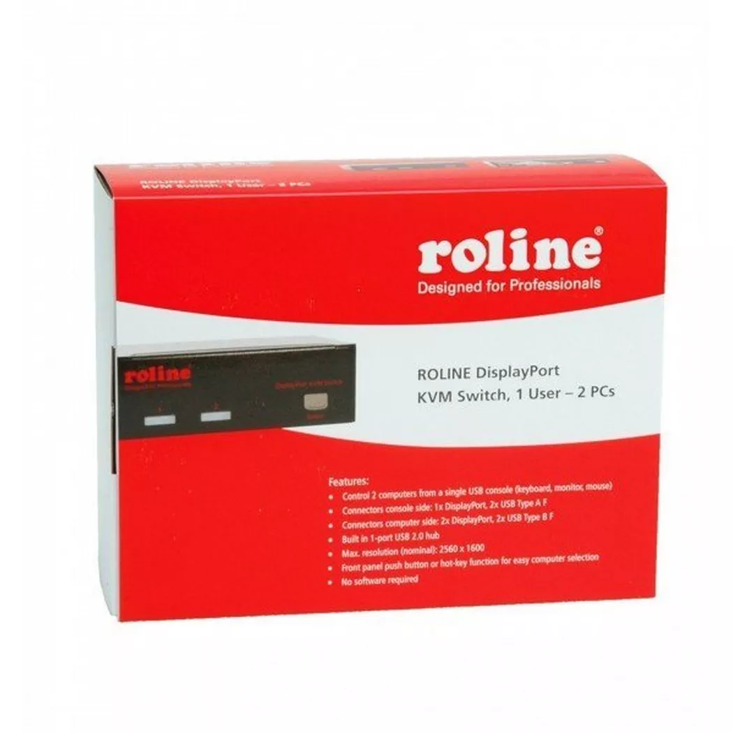 ROLINE DisplayPort USB 2.0 KVM Switch, 1 User - 2 PC