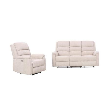 Vente-unique Couchgarnitur mit elektrischer Relaxfunktion 3+1 - Stoff - Beige - NEVERS  