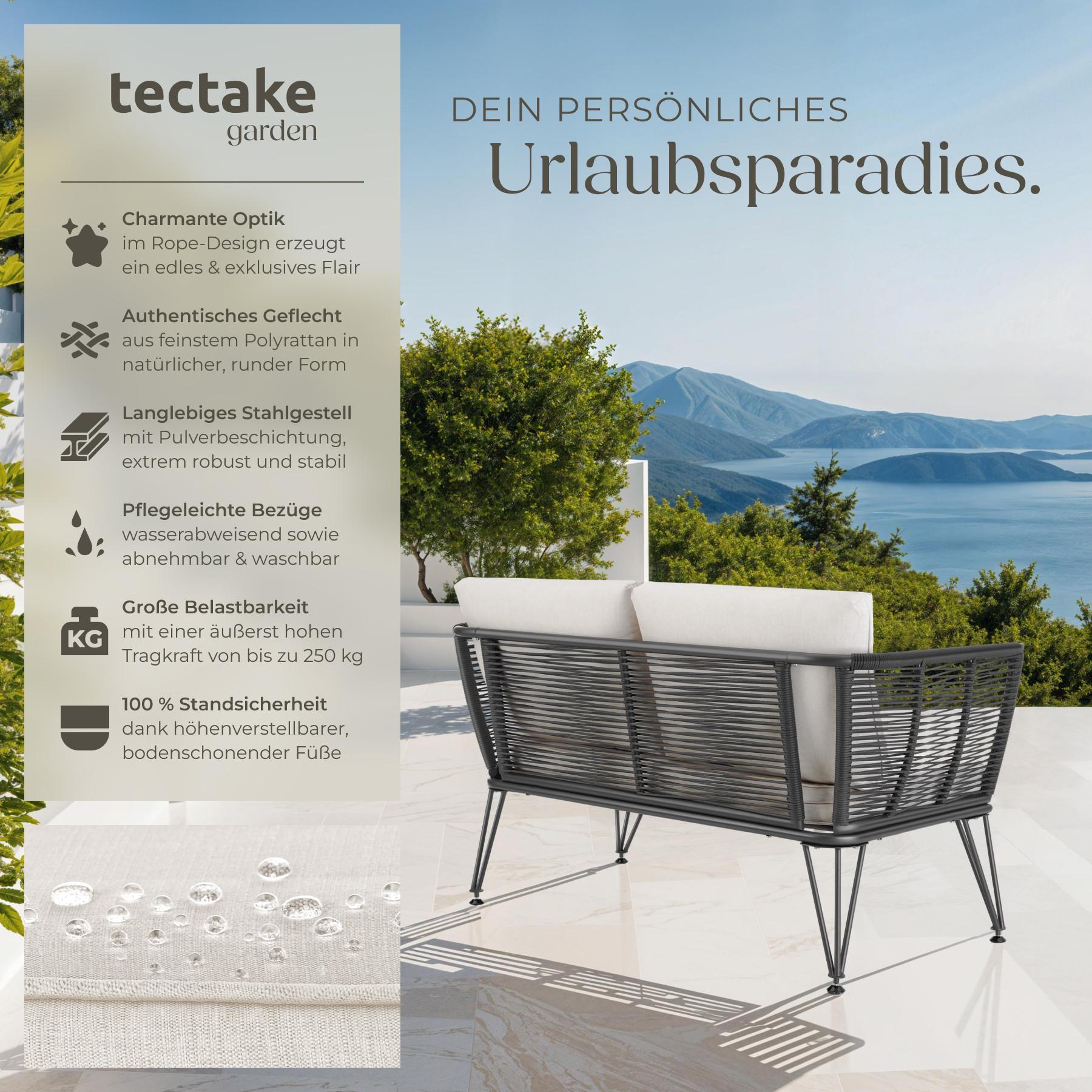 Tectake Canapé de jardin SUNDO en résine tressée  