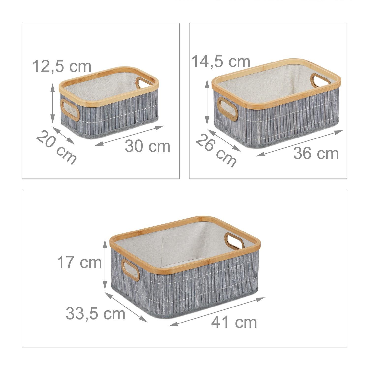 Northio Lot de 3 paniers de rangement en bambou  