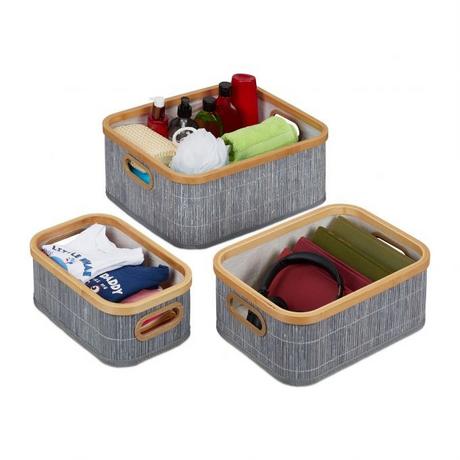 Northio Lot de 3 paniers de rangement en bambou  