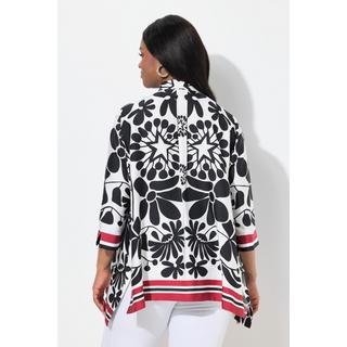 Ulla Popken Blusa in raso Design floreale Orlo a punte Maniche 3/4  