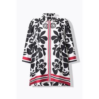 Ulla Popken Blusa in raso Design floreale Orlo a punte Maniche 3/4  