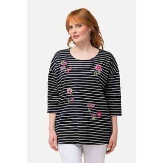 Ulla Popken  Ringelshirt, Stickerei, Oversized, Rundhals, 3/4-Arm 