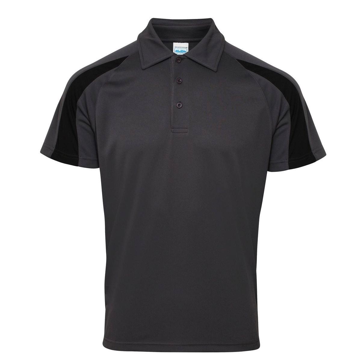 Image of Just Cool Kurzarm Polo Shirt Mit Kontrast Panel Herren Charcoal Black M