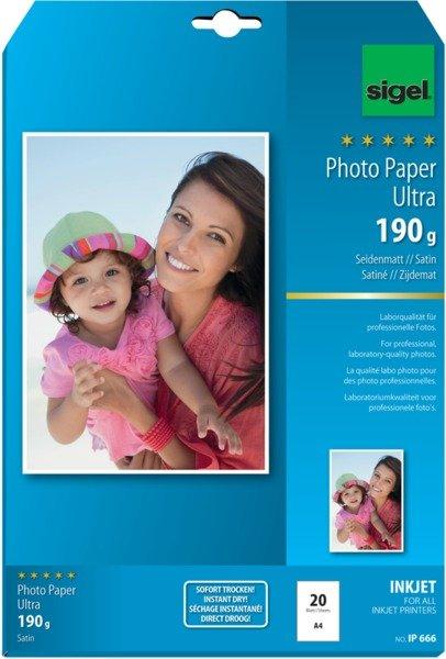 Sigel SIGEL InkJet Photo Paper Ultra A4 IP666 190g Seidenmatt 20 Blatt  