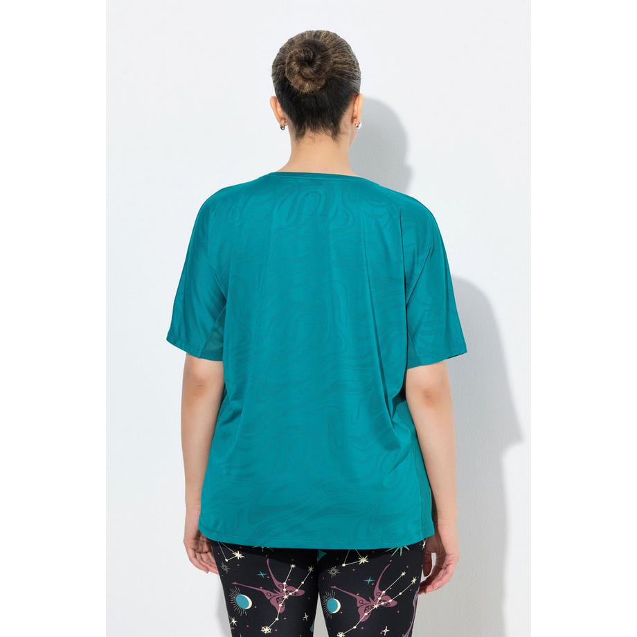 Ulla Popken Maglia funzionale Inserti in mesh Scollo rotondo Mezze maniche  