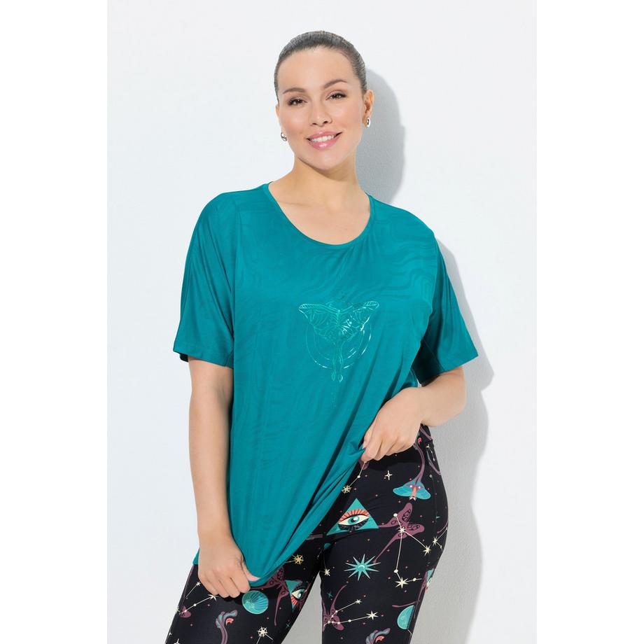 Ulla Popken Maglia funzionale Inserti in mesh Scollo rotondo Mezze maniche  