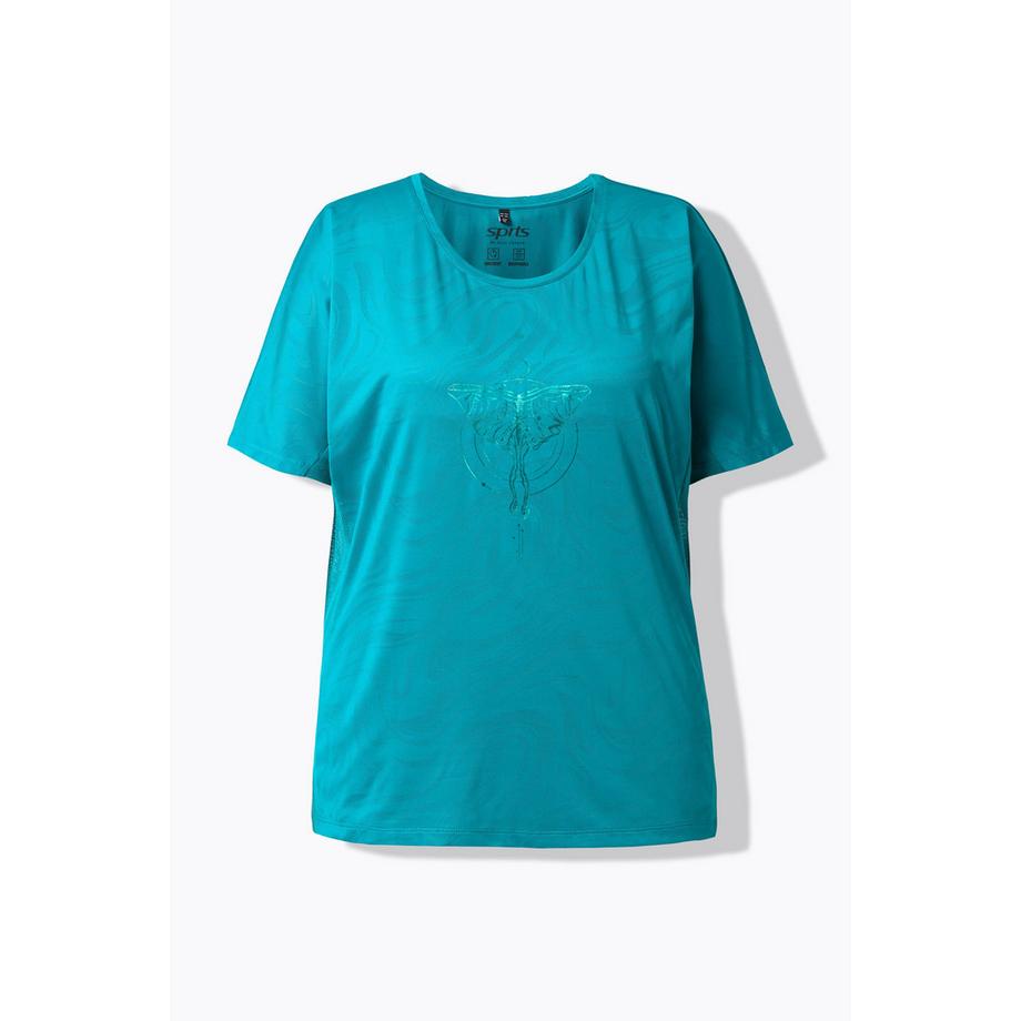 Ulla Popken Maglia funzionale Inserti in mesh Scollo rotondo Mezze maniche  