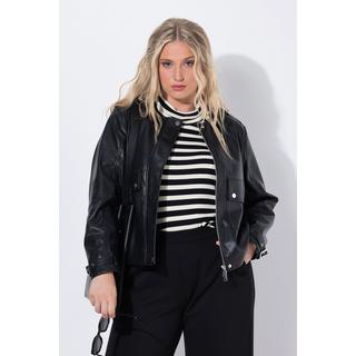 Ulla Popken Giacca Oversize in Similpelle con Scollo Rotondo e Cerniera a Doppio Cursore  