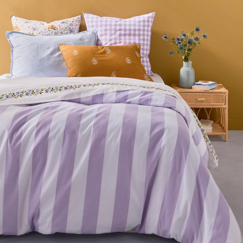 La Redoute Intérieurs Tamori Violet Housse de Couette Coton Rayée  