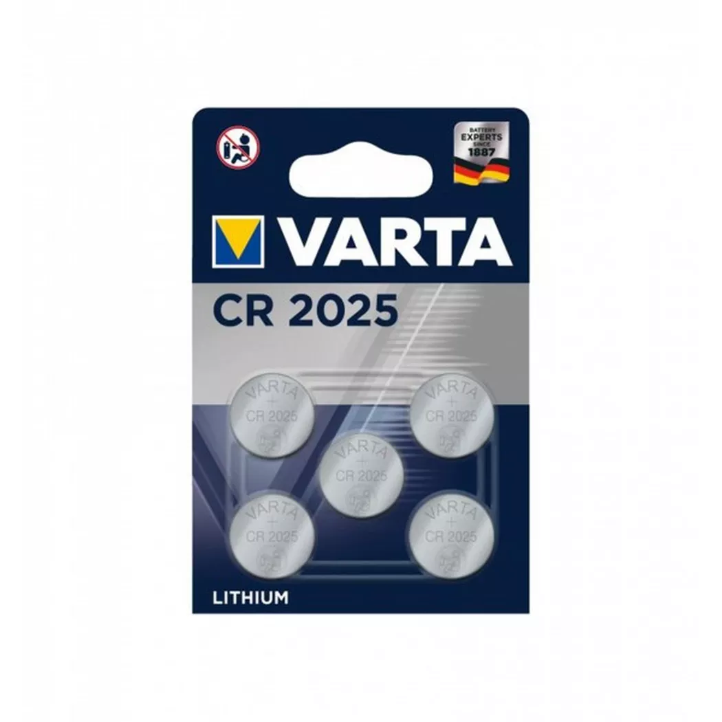 VARTA - Batteria a bottone al litio CR2025 da 3 V, confezione da 5, CR2025