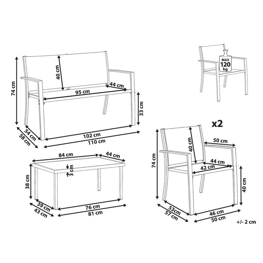 Beliani Set lounge pour jardin en Acier  TAVOLETO  