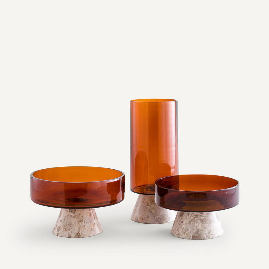 AM.PM Vase Trapani aus Bernsteinglas und Marmor  