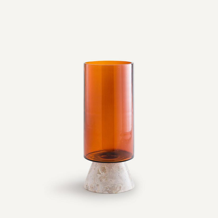 Vase Trapani aus Bernsteinglas und Marmor
