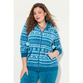 Ulla Popken  Homewear-Jacke, Plüsch, Norweger, Kapuze, recycelt 