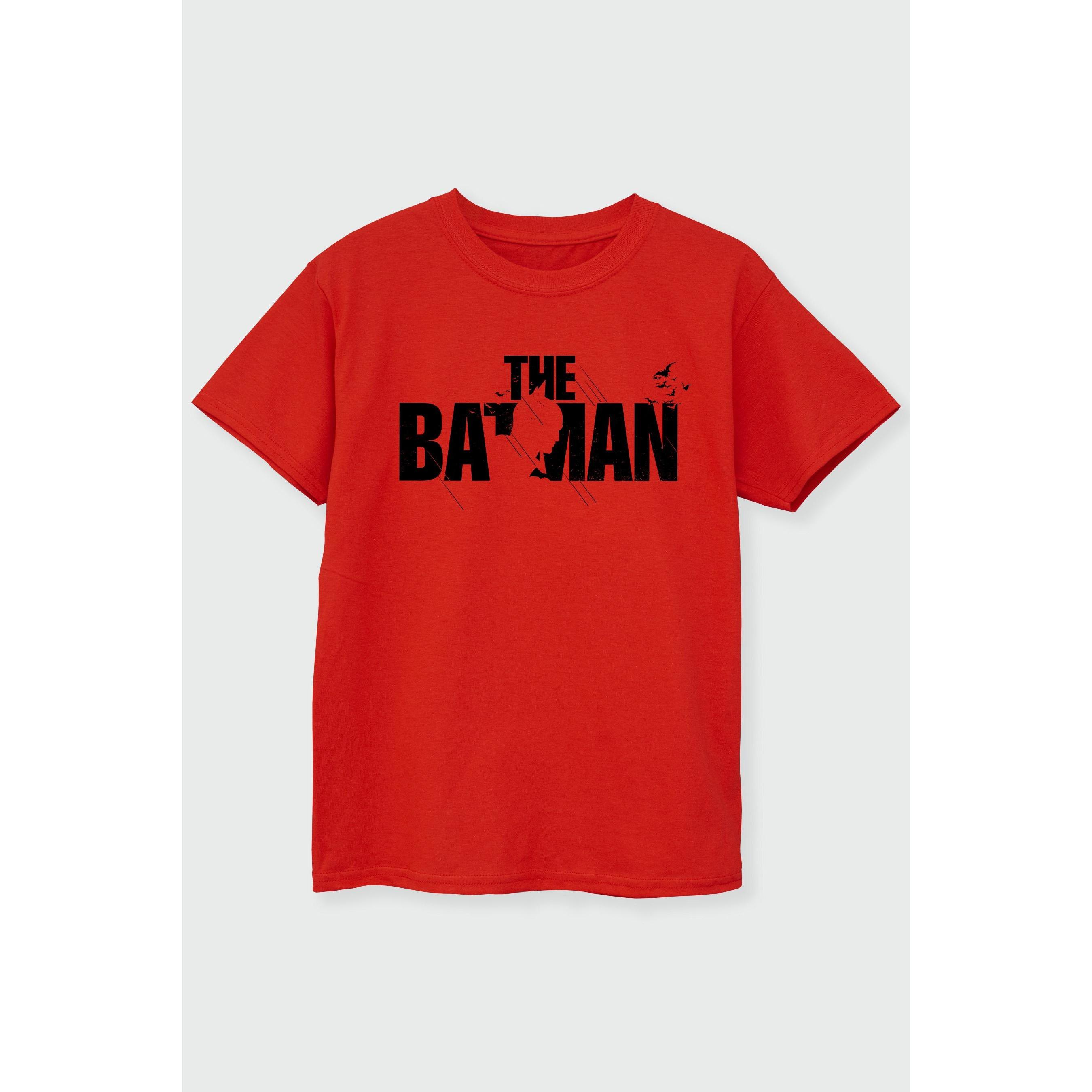 Image of The Batman Logo With Silhouette Tshirt Jungen Rot Bunt 140/146