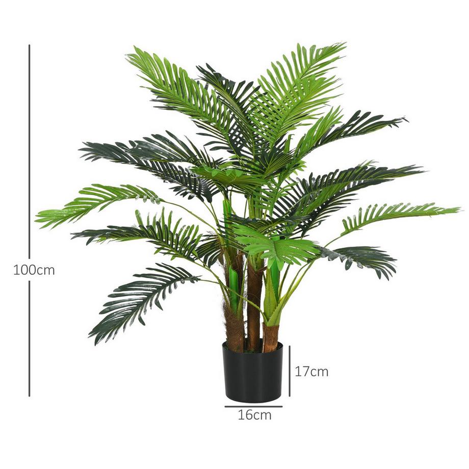 Northio Plantes artificielles, palmier artificiel, plante artificielle de 100 cm avec 27 branches, plante d'intérieur, arbre artificiel, décoration végétale pour intérieur et extérieur, vert  