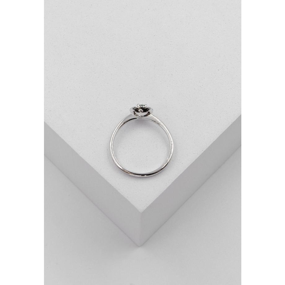 MUAU Schmuck  bague or blanc 750 diamant 0,096ct. émeraude 0,22ct. 