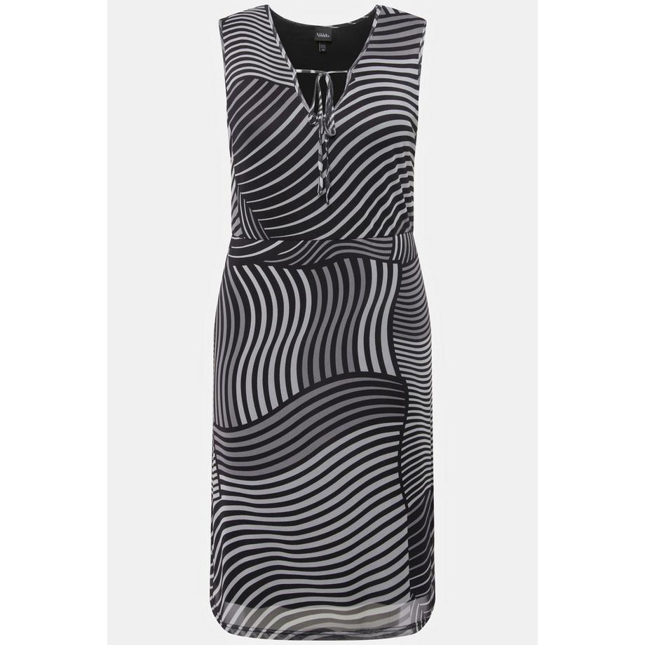 Ulla Popken Abito Midi in Mesh Stampa Grafica Scollo a V Senza Maniche  