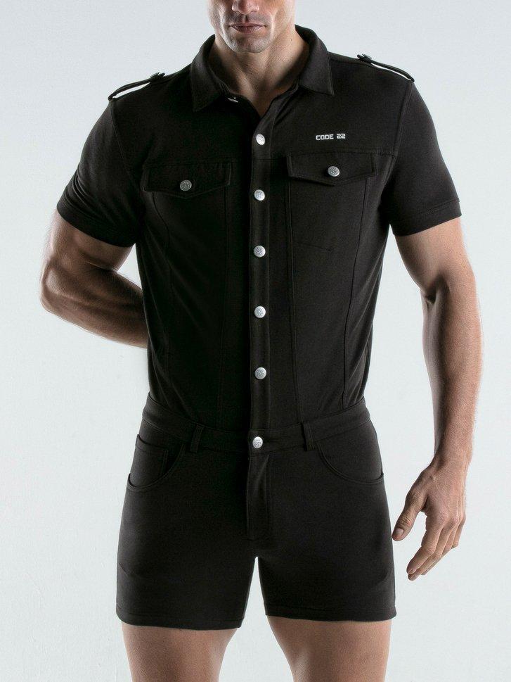 Image of Kurzärmeliger Jumpsuit Herren Schwarz L
