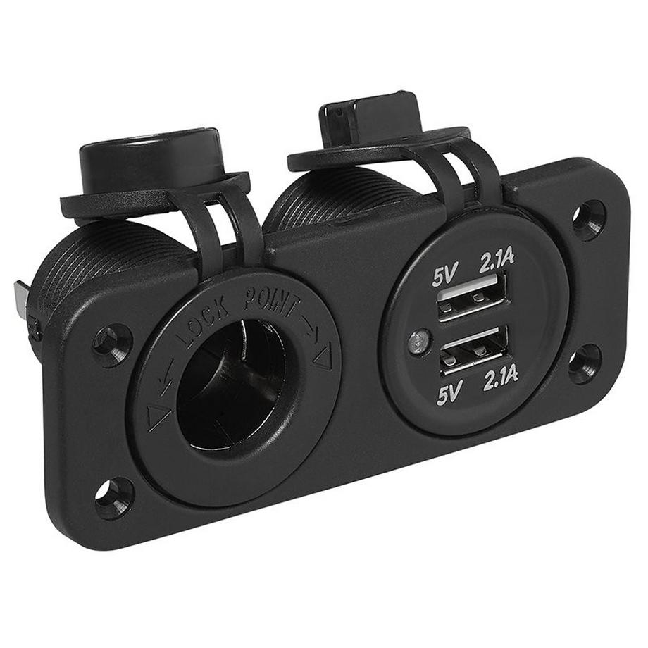 Pricenet  Kit d'encastrement : prise DIN + port USB double type A 2x2100mA 