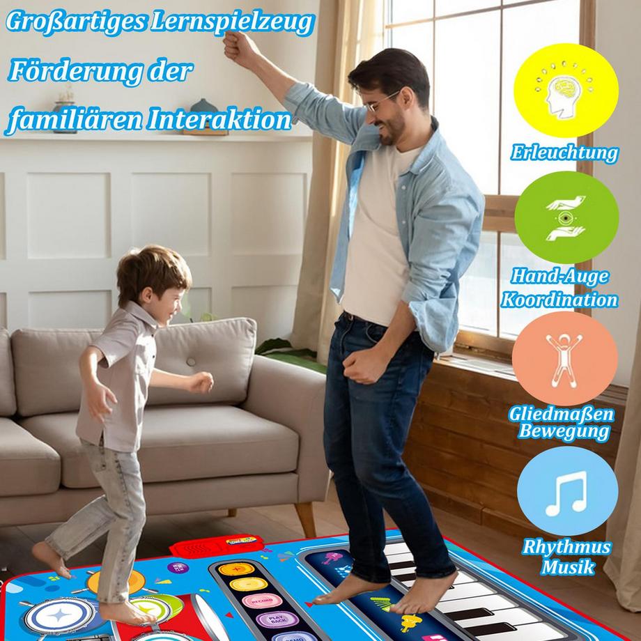 Activity-board  Babyspielzeug, 2 in 1 Musikmatte mit 2 Trommelstöcken, Kinderspielzeug Klaviermatte Tanzmatte 