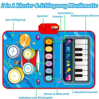 Activity-board  Jouet pour bébé, tapis de musique 2 en 1 avec 2 baguettes, jouet pour enfant tapis de piano tapis de danse 