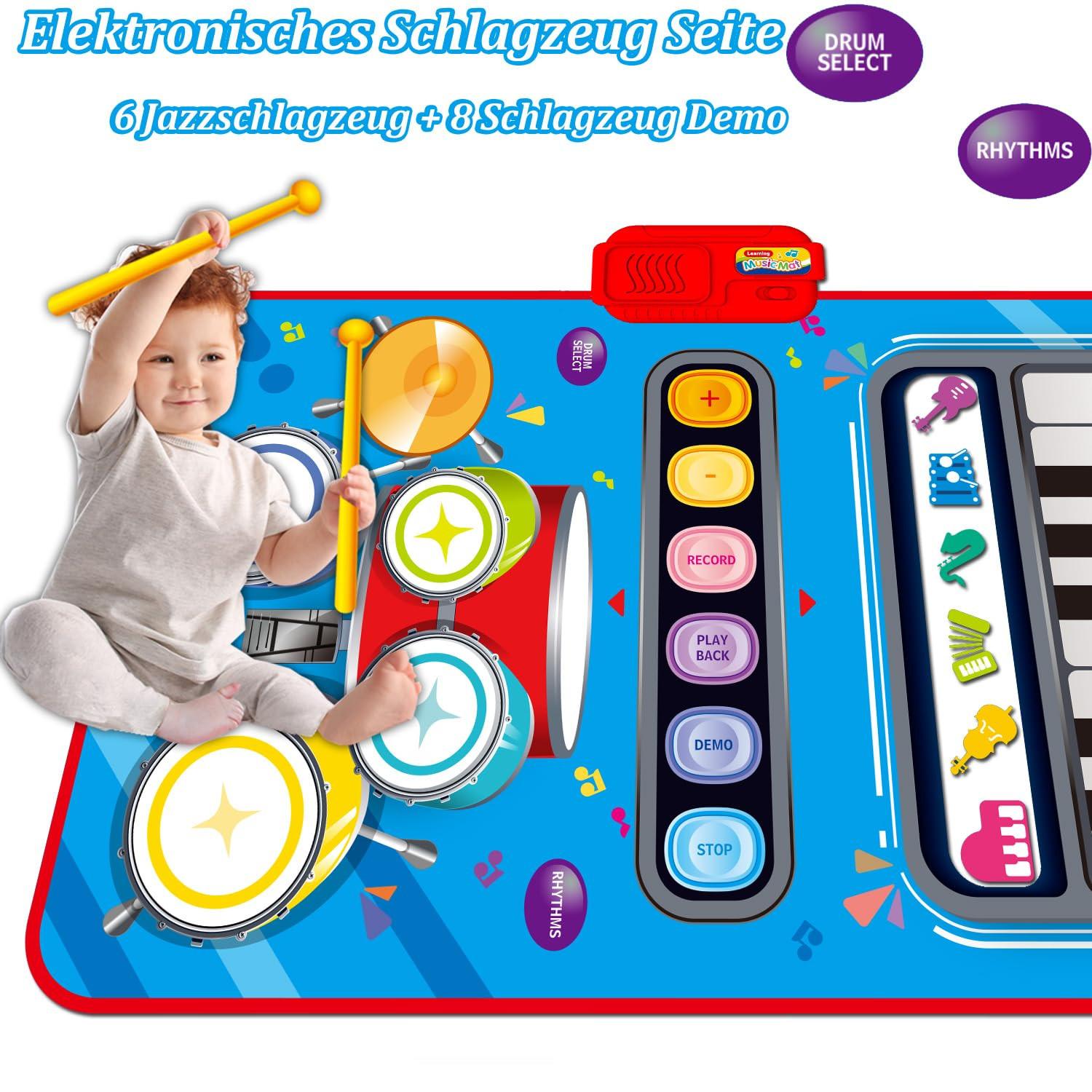 Activity-board  Jouet pour bébé, tapis de musique 2 en 1 avec 2 baguettes, jouet pour enfant tapis de piano tapis de danse 