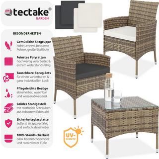 Tectake Rattan Gartenset Luzern 2+1 inkl. Bezüge in 2 Farben  