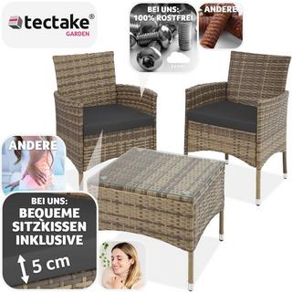 Tectake Rattan Gartenset Luzern 2+1 inkl. Bezüge in 2 Farben  