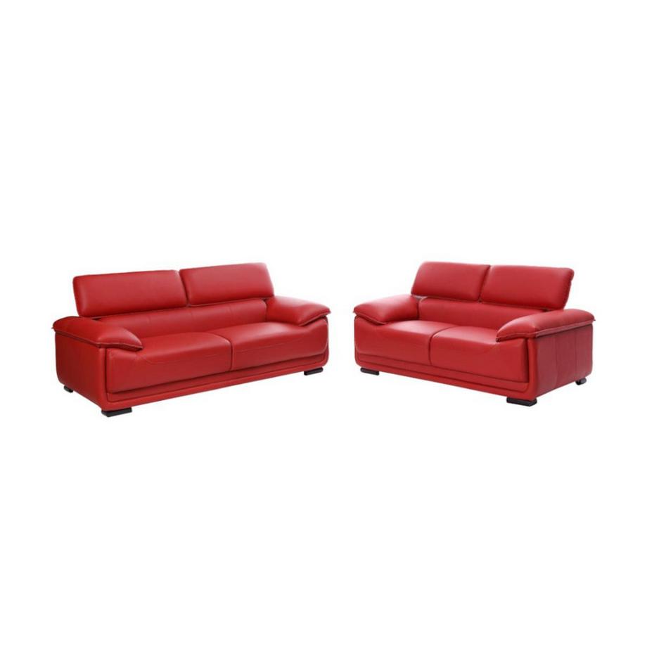 Vente-unique Couchgarnitur Leder 3+2 - Rot - MACELO  